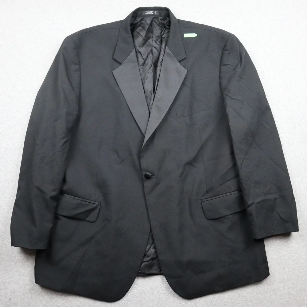Alan Flusser Tuxedo Jacket Mens 48R Wool Black Peak Lapel Single Button Formal